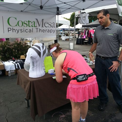 Talking with athletes before and after the race.